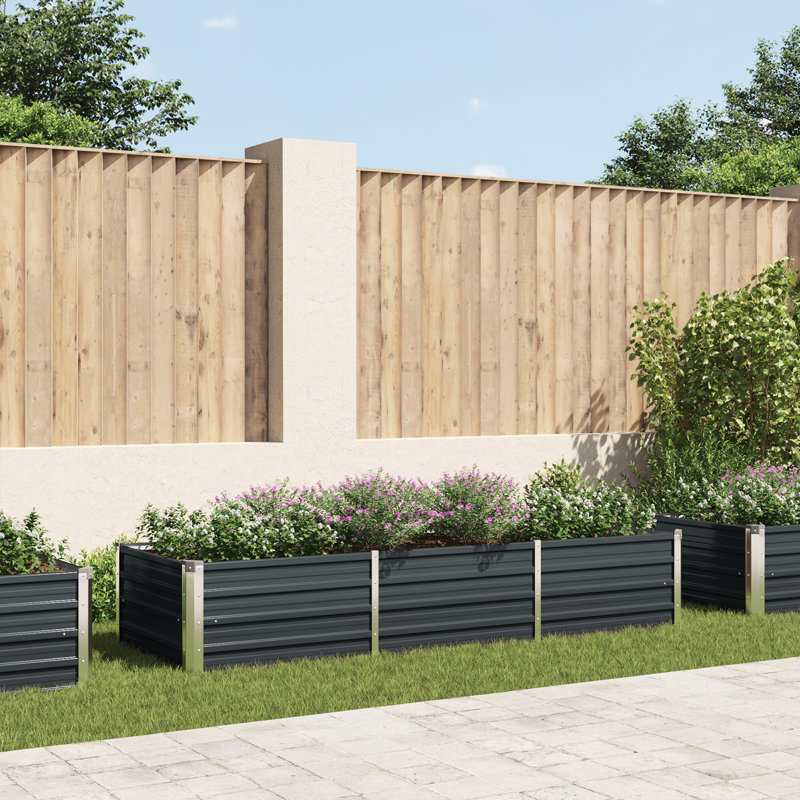 Raised garden bed in galvanized steel, 45cm H x 240cm W x 80cm D, Anthracite