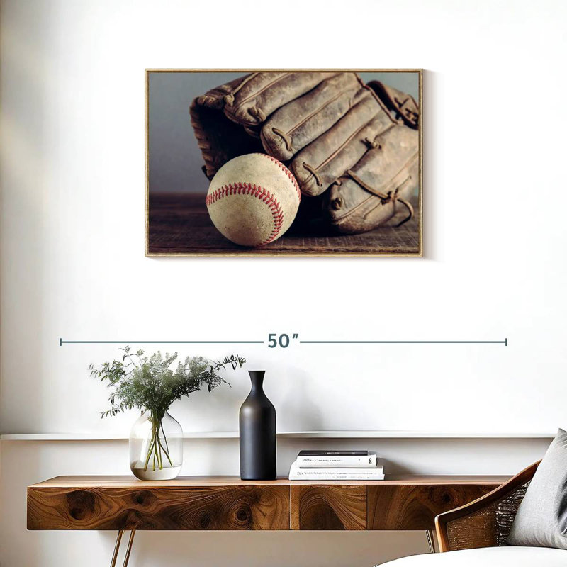 Souvenirs de baseball, Cadre flottant en bois naturel, 31 po x 21 po