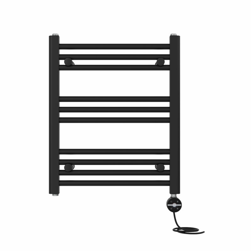 Didama Straight Towel Rail Heated Towel Rails, Black, 60cm H x 50cm W x 3cm D