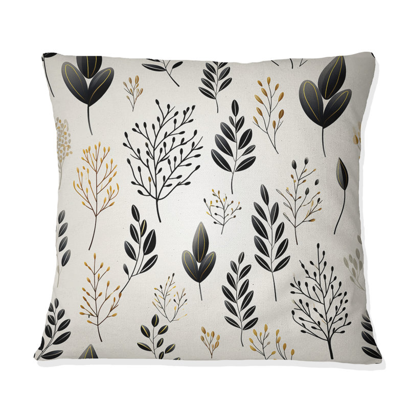 Chic Noir Floral Fusion - Coussin décoratif à imprimé floral, H 16 po x l 16 po