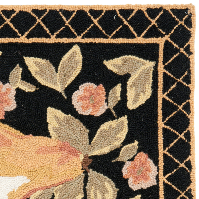 Kinchen Hand Hooked Wool Pile Floral Rug, Runner 2'6" x 10'