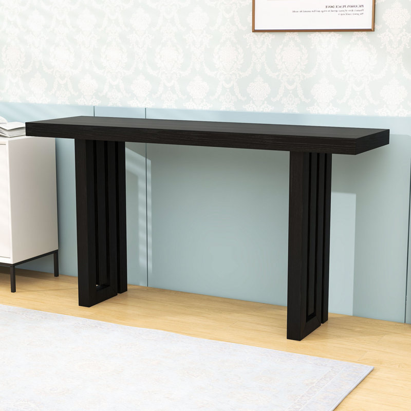 Console Table with Unique Side Design, Black
