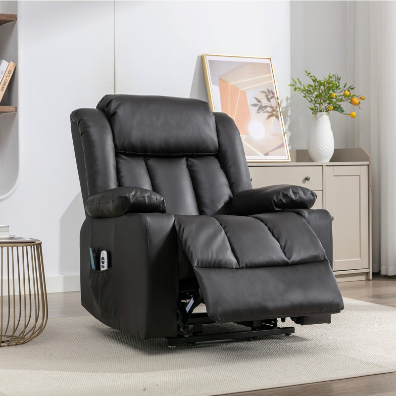 Anudhya 87cm Wide Faux Leather Lift Assist Standard Recliner with Massager, Brown