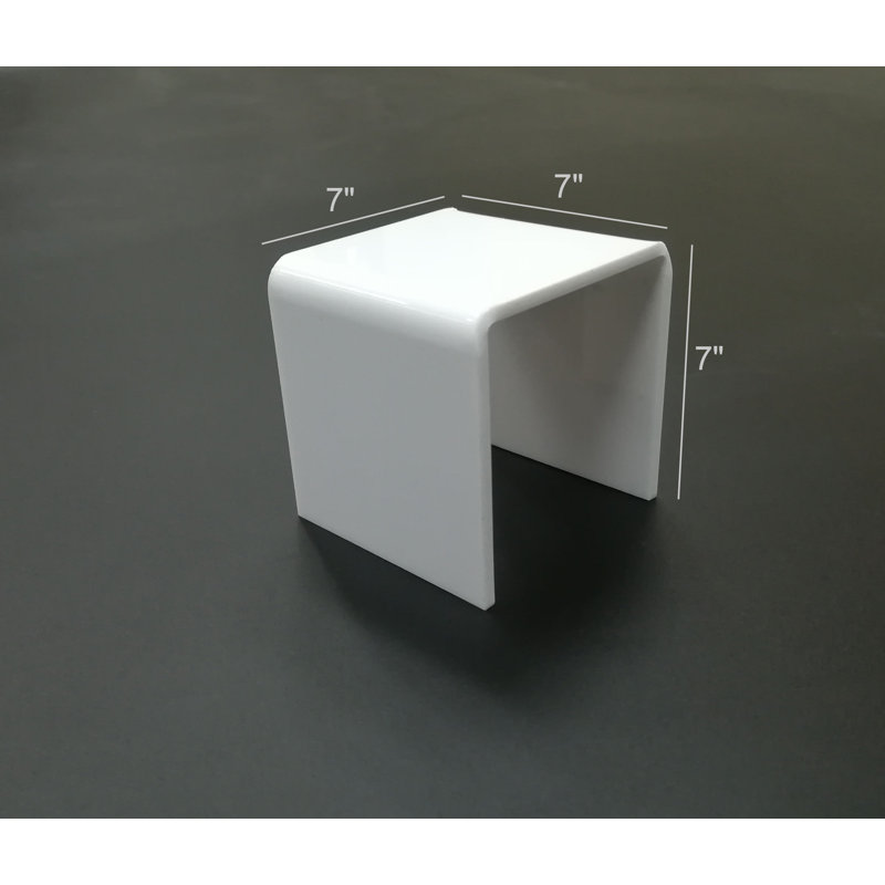 Présentoir en acrylique en forme de plexiglas à 3 côtés, H 7 po x l 7 po x P 7 po, Blanc