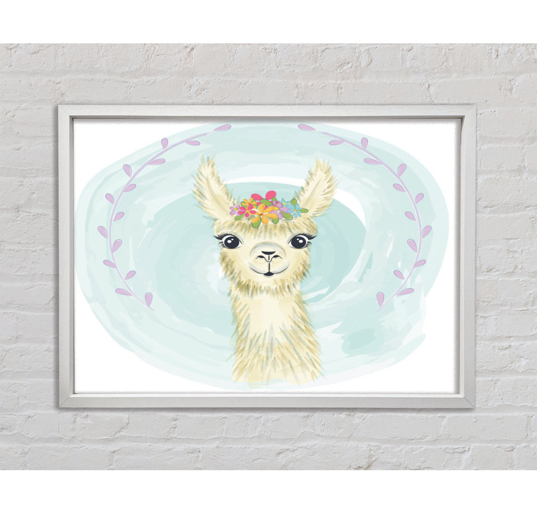 Lama Floral Head - Einzelner Bilderrahmen Kunstdrucke auf Leinwand