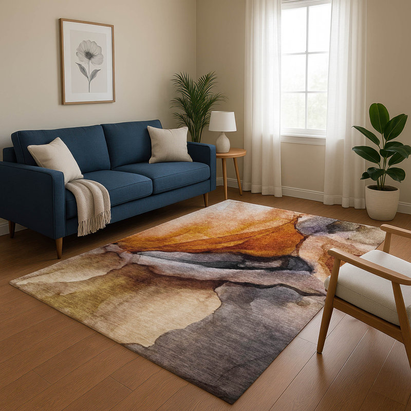 Premium Machine Washable Lonon AMF1937 Abstract Rug, Rectangle 5' x 7'6"