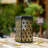 11"H Black Metal Cutout Pattern Solar Powered Hanging Lantern With LED Light