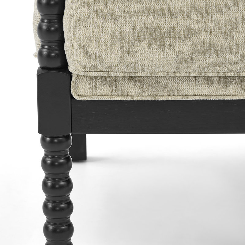 Fauteuil d'appoint en bois massif Millissa, Noir / Beige