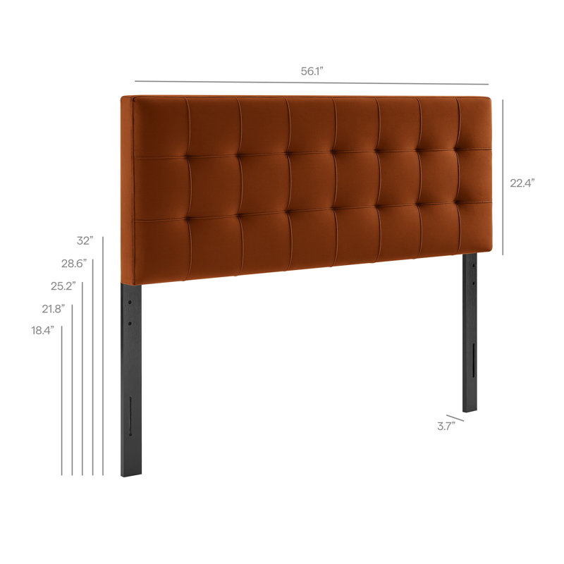 Tête de lit double en velours Peyton Performance, Rouille, Lit double