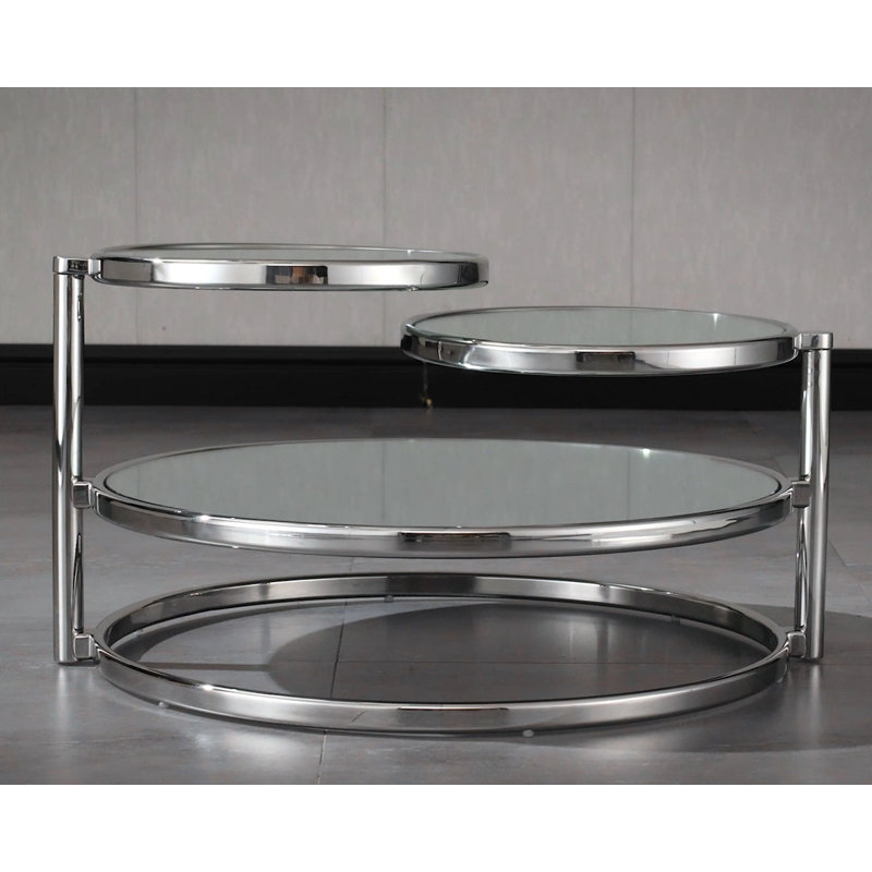 Table basse, Chrome poli, Argent