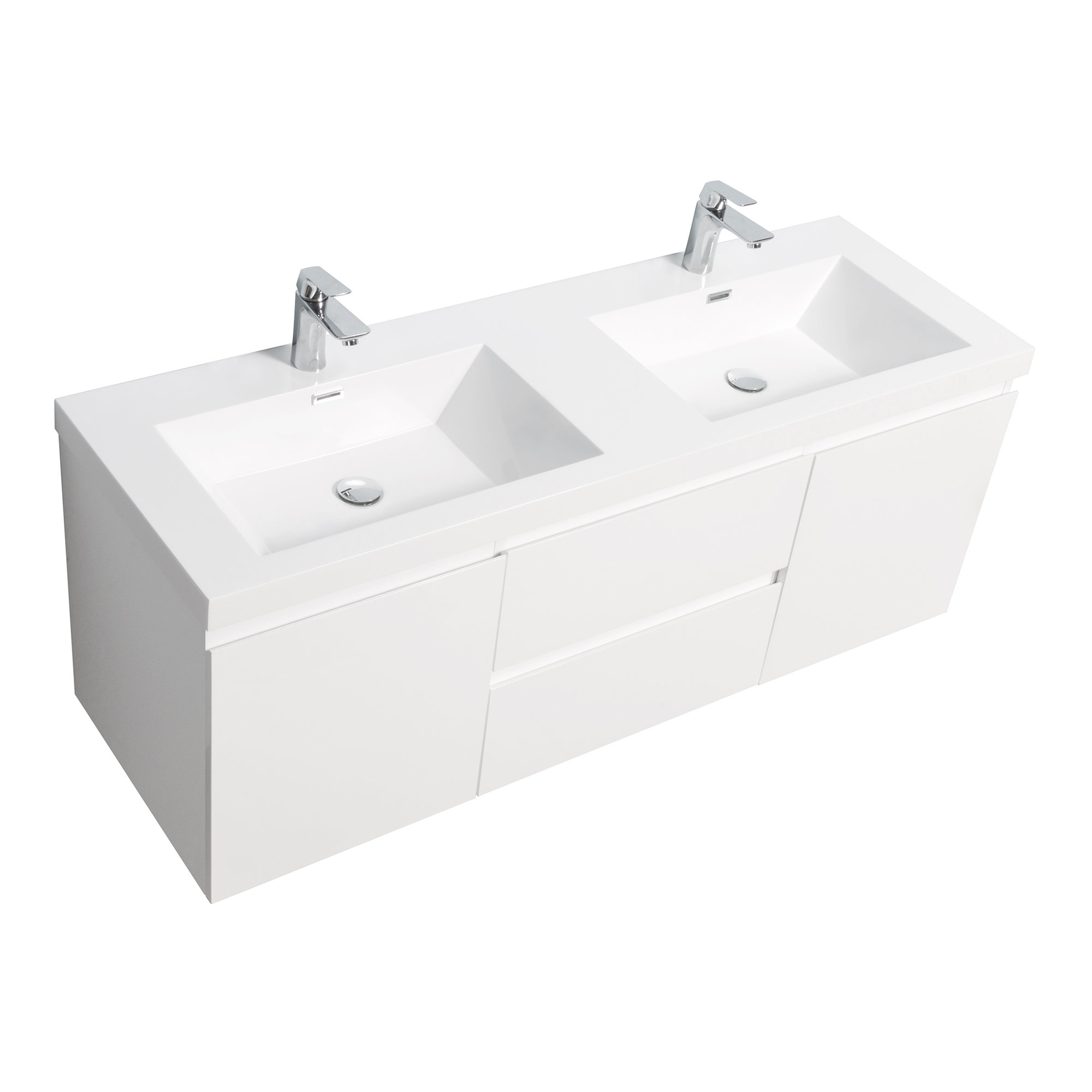TONA Angela 60 inch Fully Assembled Double Floating Bathroom Vanity ...