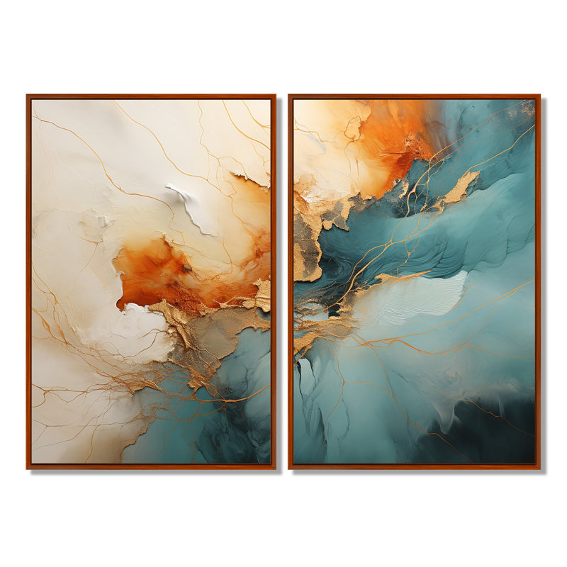 Ensemble de 2 grandes artères murales «Dams», Brown, 36" H x 48" W, Floater Framed Print
