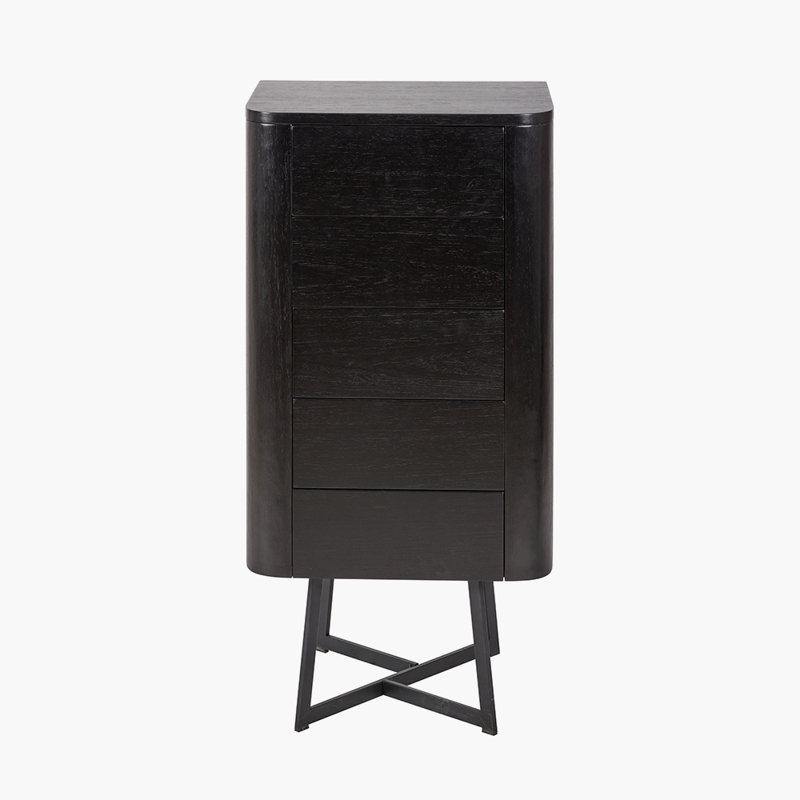 Angeliah 50cm W 5 - Drawer Chest of Drawers, Black Ash