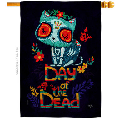 Double Sided 40'' H x 28'' W Polyester Day Of The Dead House Flag