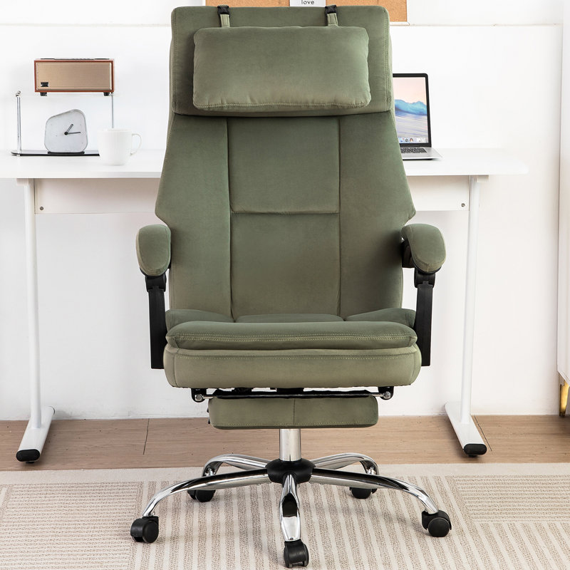 High-Back Adjustable Reclining Ergonomic Velvet PC & Racing Game Chair, Green