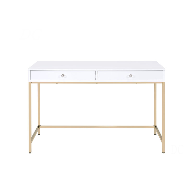 Bureau d'écriture Ottey, Blanc / Doré