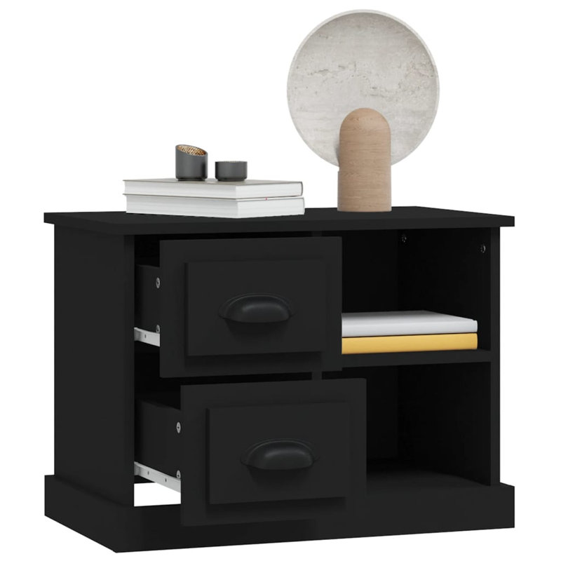 Lapriel 60cm W Solid Wood Bedside Table, Black