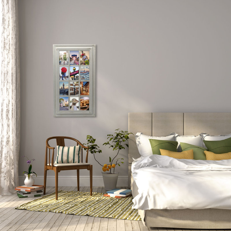 Distressed Gray Rectangular Collage Picture Frame, 12 Openings