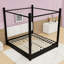 Lit plateforme à baldaquin luxueux avec tête de lit tapissier en lin-1052661371-1052661374
