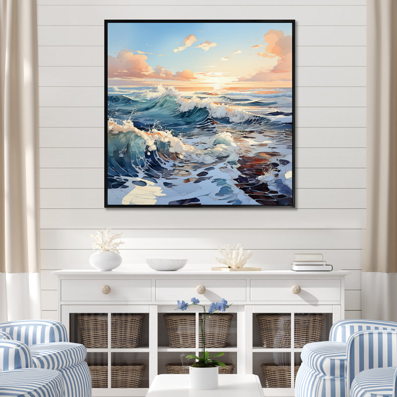 «Ocean Winter Scenery I», reproduction sur toile, Cadre flottant noir, H 36 po x l 36 po x P 1,5 po