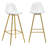 Breion Modern Set of 2 Transparent Bar Stools with Faux Leather Seat and Metal Legs-1957520440