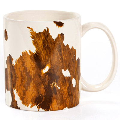 Ensemble de grandes tasses à café en cuir de vache de style rustique Western Kingstowne