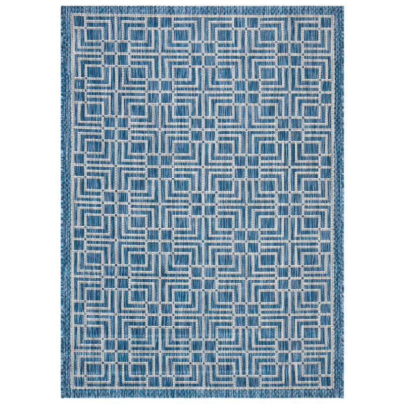 Tapis intérieur / extérieur bleu marine / gris Arneshia, Rectangle 4 pi x 5 pi 7 po