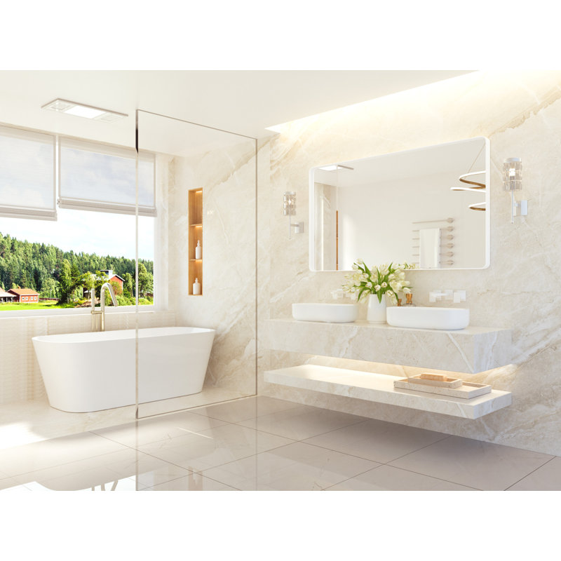 Miroir de salle de bain plombier en aluminium incassable et résistant à la rouille , Blanc, 36 po x 60 po, Rectangulaire