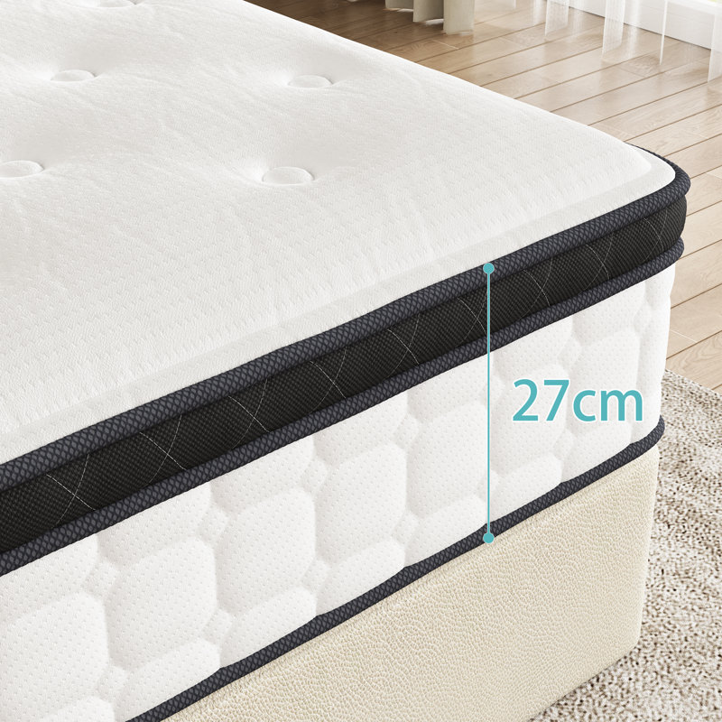  26cm Flame-Retardant Mattress - 2-Zone Pocket Spring for Safety & Support, Double (4'6)