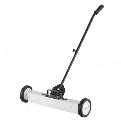 Balai magnétique à roulettes de 50 lb avec roues, balai ramasseur magnétique à pousser, balai ramasseur magnétique de 24 po avec poignée télescopique, nettoyage facile de la cour de garage de l'atelier