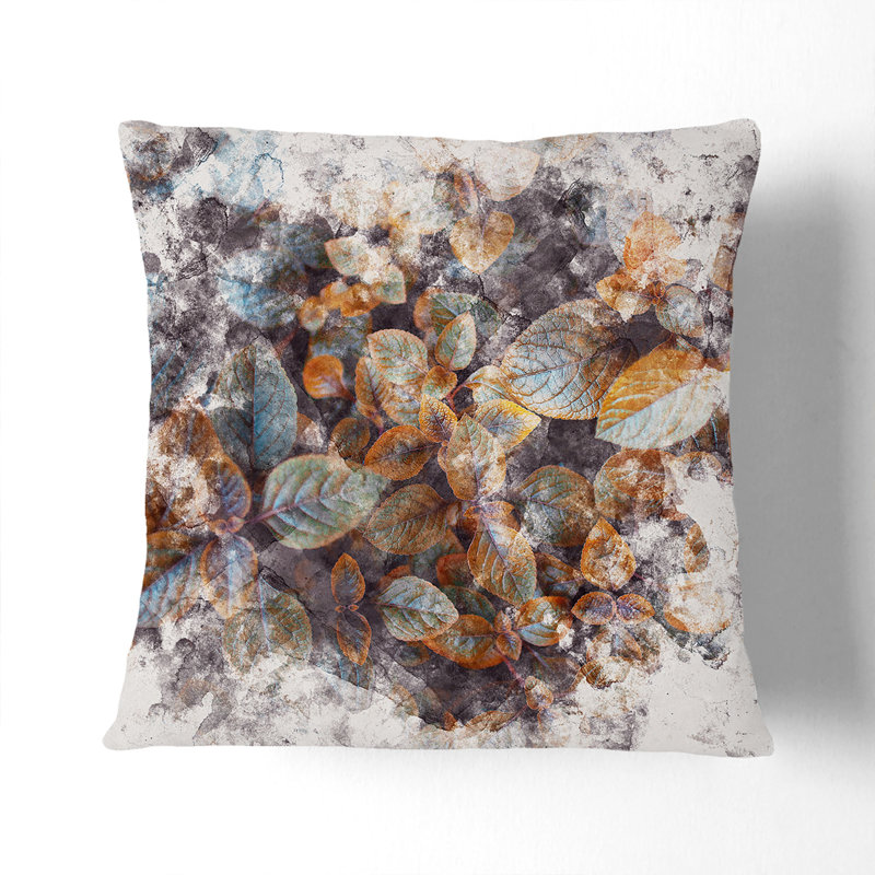 Pretty Leaves Cushion with Filling, White, 55cm H x 55cm W x 20cm D