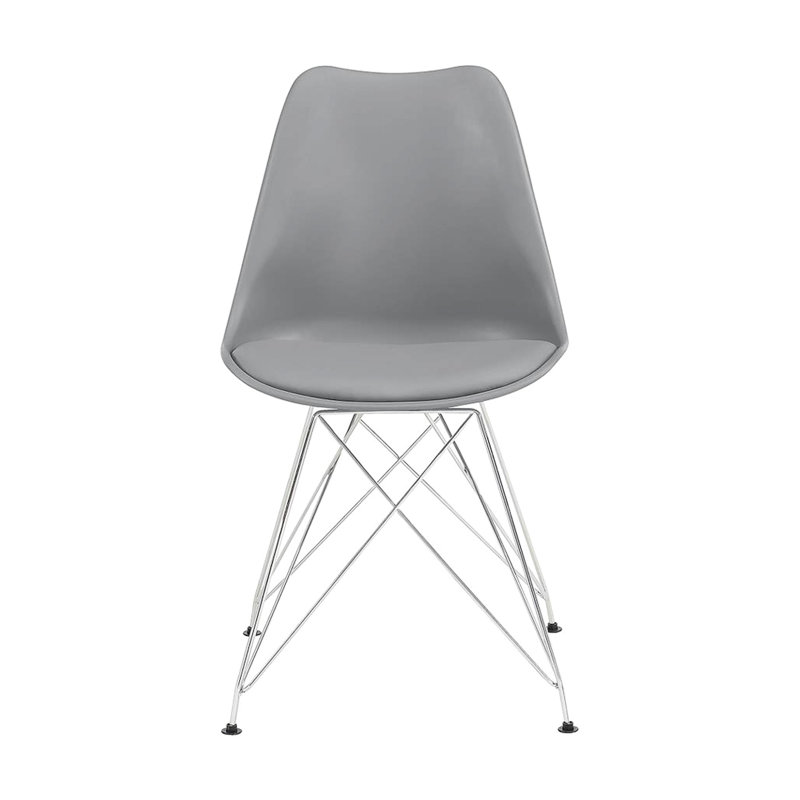 Of 2 Polypropylene Side Chairs, Grey With Metal Base Design & Sleek