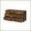 Commodes, commode double industrielle à 6 tiroirs - Chêne rustique Noir | Rustique | Bois et métal