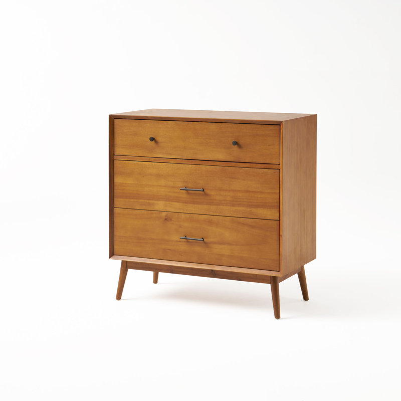 3 Drawer 36" W Acacia Wood Dresser, Natural