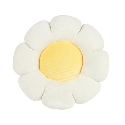 Flower Polyester Filled Throw Pillow - Plush Daisy Flower Throw Pillow for Coquette Decor, Nursery Styling and Playful Bedroom Accents
