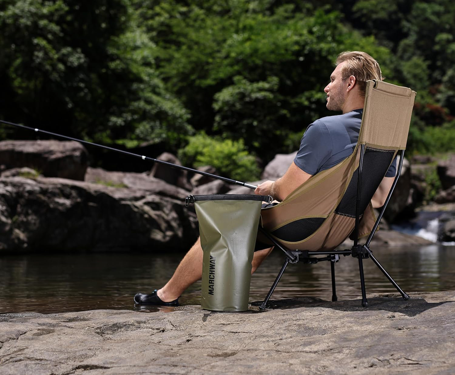 Camping Chair TOBTOS High Back Lightweight With Headrest Stable