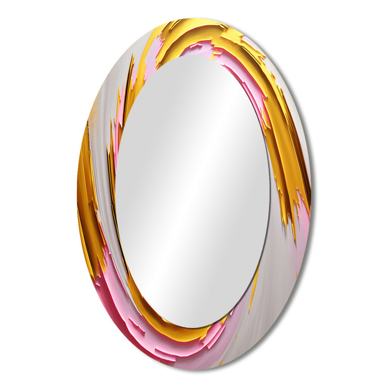 Aquarelle abstraite rose I - décor de miroir mural ovale rose, 36 po x 24 po