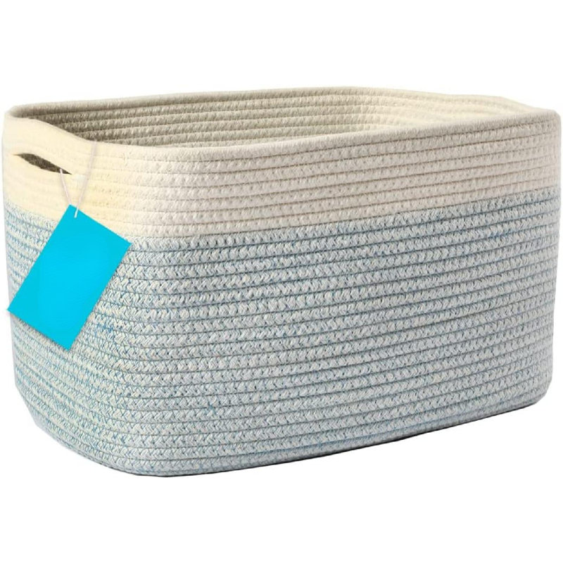 Panier en tissu, Bleu / blanc cassé
