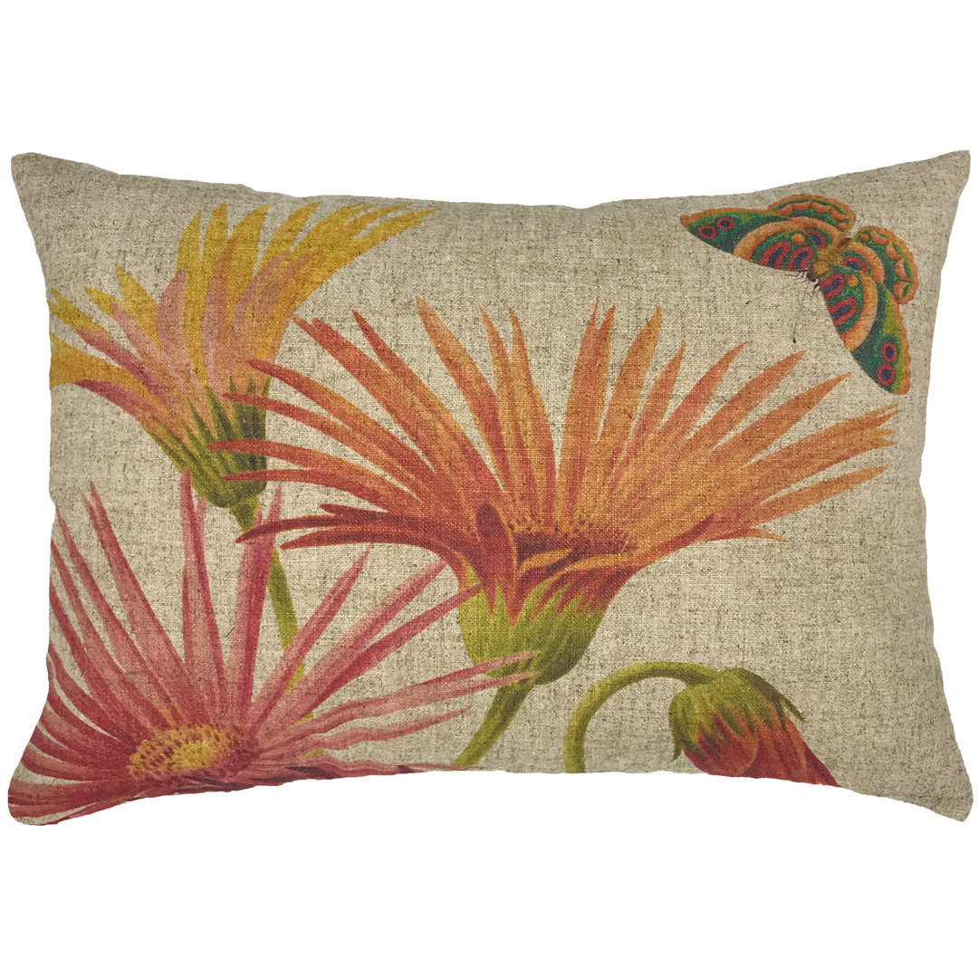 Floral Linen Lumbar Pillow TheWatsonShop