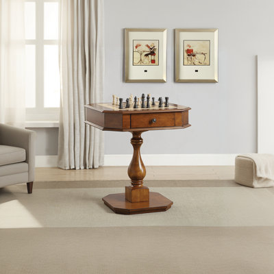 Bishop II Cherry Finish Reversible Chess Checker Game Table W/Game Tray (Chess Fingures Not Included)