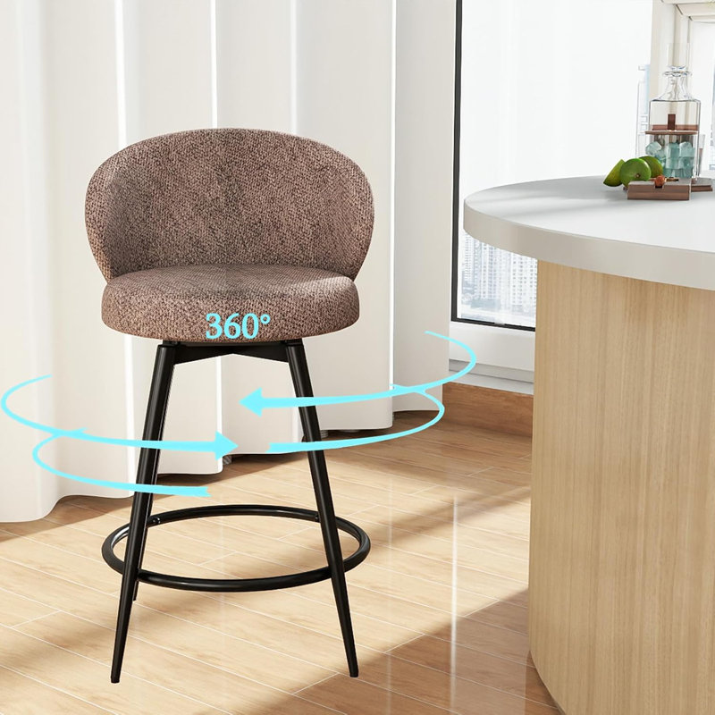 Tabouret de comptoir pivotant à 360 ° avec structure en métal, Brun