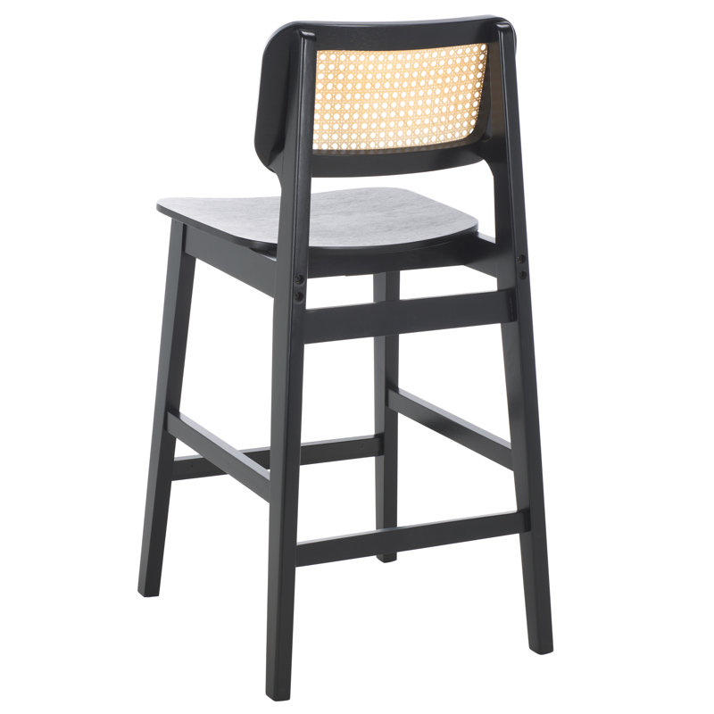 Luz Cane Counter Stool, Black/Natural