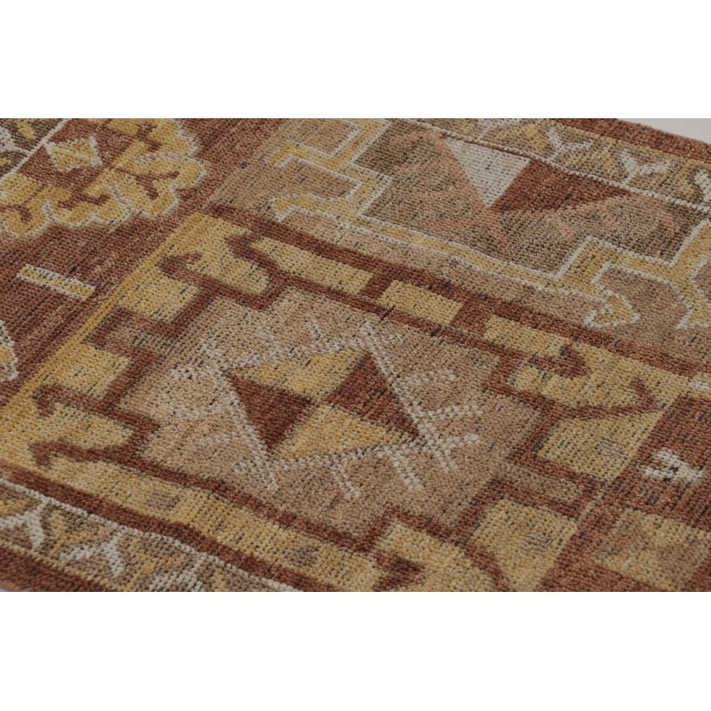Hand Knotted Wool Geometric Area Rug, Rectangle 9' x 12'