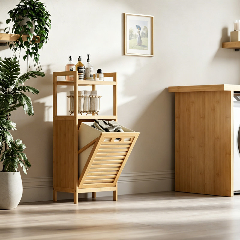 Bamboo Laundry Room Organiser, Natural