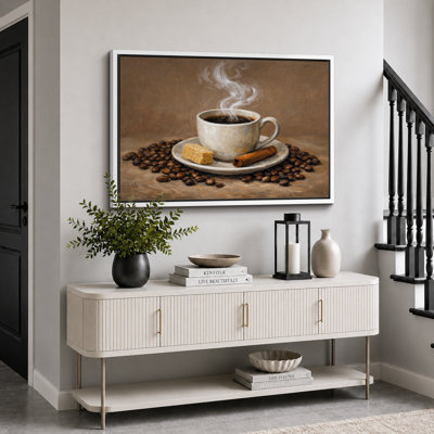 «Warm Coffee Cup Bean», images de cuisine, impression sur toile encadrée