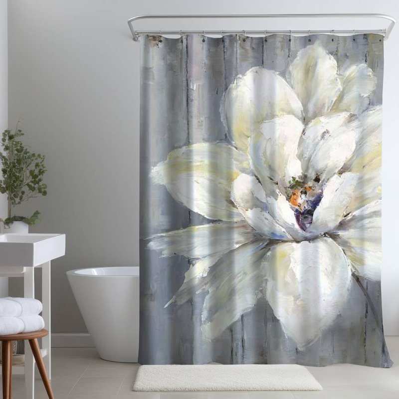 Floral – Polyester Shower Curtain, Dye Sublimation Print, 71" W × 74" L