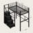 Twin Size Metal Loft Bed with Storage Staircase and Integrated Wardrobe, Space-Saving Design-1286890765