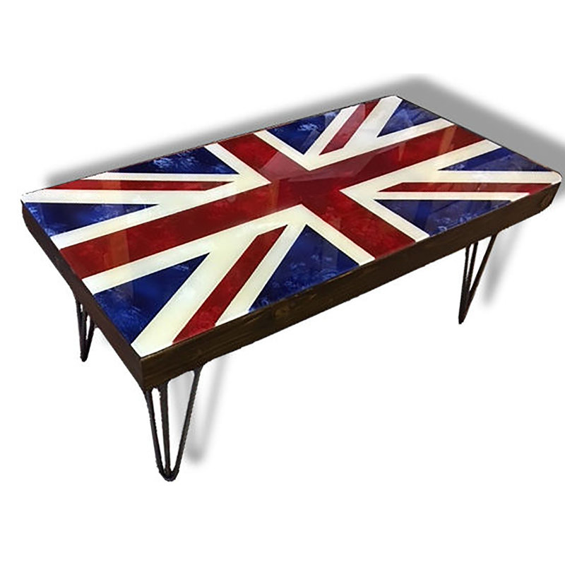 Fava Four Leg Coffee Table, Red/Blue/White