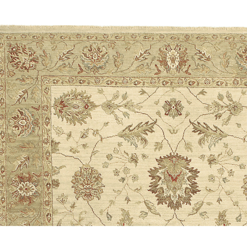 Tapis crème et fauve noué à la main de haute qualité, Rectangle 3 pi 6 po x 6 pi