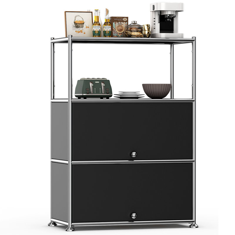Armoire d'appoint à 2 portes avec tablettes réglables, Noir